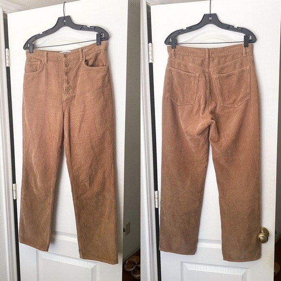 Reformation Pants - Reformation Pant Cynthia Button Fly HR Straight Corduroy Clay 29 GUC